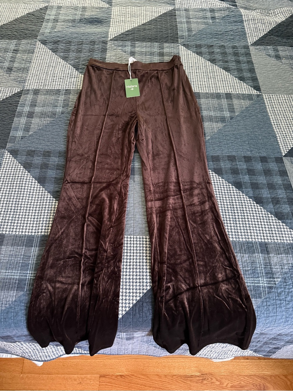 HALARA Chocolate Brown Velvet Flare Pants